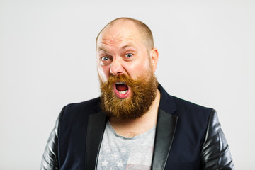 Screaming brutal man with beard