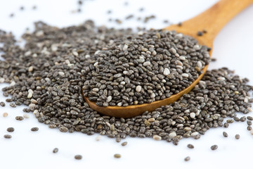 raw organic black chia seeds, close-up image