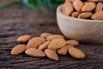 almond on wooden table