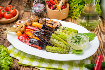 roasted vegetables on the grill