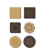 Collection of beautiful cookies square and round
