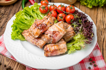 Beef Meat roll stuffed with chicken and pork   thyme  rosemary