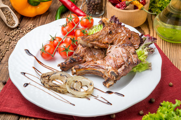 grilled beef steak on the grill