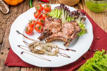 grilled beef steak on the grill
