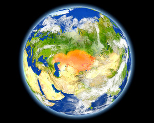 Kazakhstan in red from space