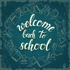 Fototapeta na wymiar Hand written trendy quote 'welcome back to school