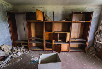 Flat in apartment building in abandoned Pripyat city in Chernobyl Exclusion Zone, Ukraine