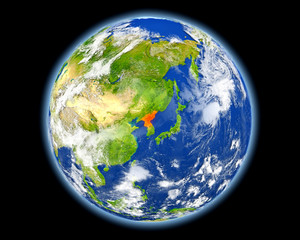 North Korea in red from space