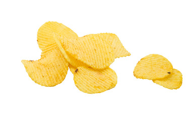 Potato chips isolated on white background