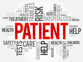 Patient word cloud collage, health concept background