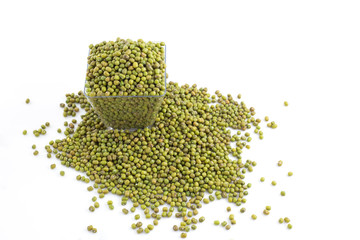 Mung bean in bowl isolated on white
