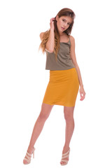 Beautiful woman posing on a white background