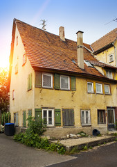 Fototapeta na wymiar Old Romantic dilapidate house and garden style Idyllic places in Germany..