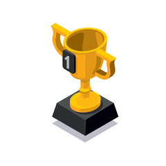 Isometric winner cup vector eps10 icon