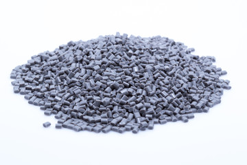 Gray plastic polymer granules.