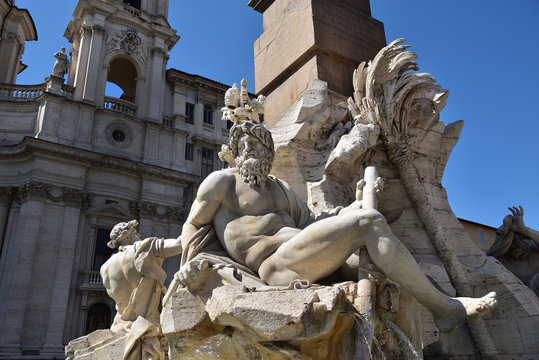 Vierstr&ouml;mebrunnen / Fontana dei Quattro Fiumi auf der Piazza Navona | Rom