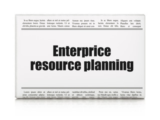 Finance concept: newspaper headline Enterprice Resource Planning
