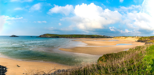 Crantock Beach and Pentire Point East, near Newquay, Cornwall, UK