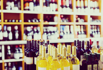 assortment of wine bottles.