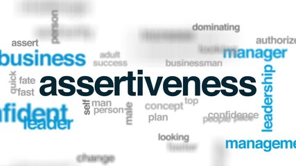 Assertiveness animated word cloud, text design animation.