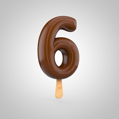 Ice cream number 6 isolated on white background