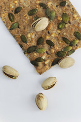 Cracker and pistachios