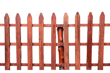 Wooden fence on white background