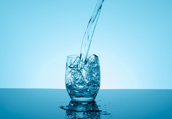 Creative splashing water in the glass