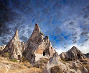 Unique geological formations in Cappadocia, Turkey