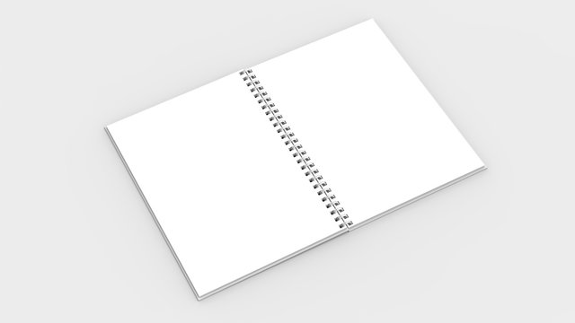 Spiral binder notebook mock up isolated on soft gray background. 3D illustrating.