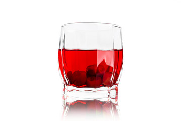 Glasses of cherry liquor. Isolated on white background.