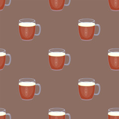 Beer glass vector seamless pattern celebration refreshment brewery oktoberfest background.