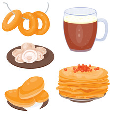 Traditional Russian cuisine culture dish course food welcome to Russia gourmet national meal vector illustration