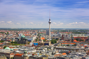 Panorama of Berlin city, Germany. Aerial view.