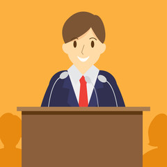 speech or debate. election voting. politician speaker. vector illustration.