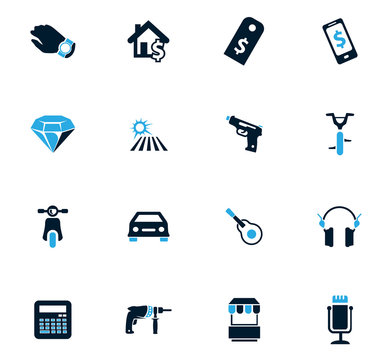 Pawnshop icons set