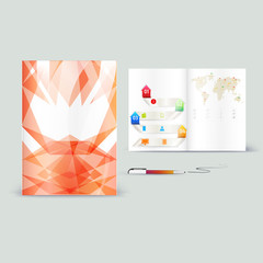 Corporate booklet promotion template with color elements. Vector company brichure business style for advertising, report or guideline. Stationery template with abstract pattern theme illustration.