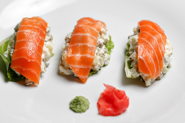 Salad - smoked salmon with vegetables