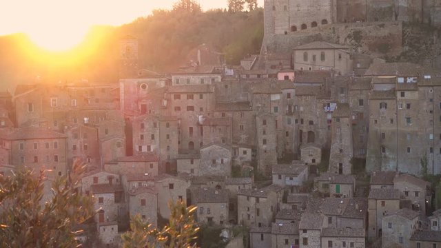 view at the old  famous tuff city Sorano
