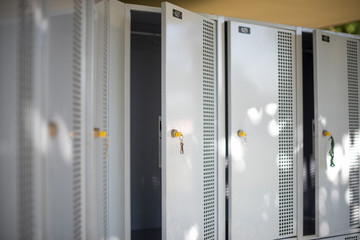 Row of grey lockers