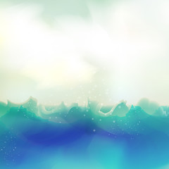Watercolor ocean background. Vector Illustration, Graphic Design Editable For Your Design.