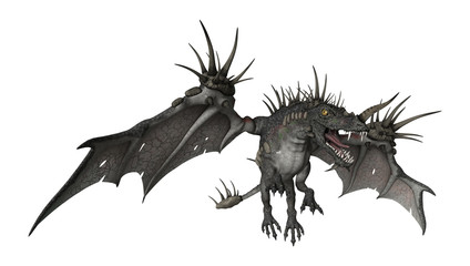 3D Rendering Fantasy Dragon on White