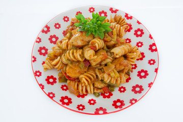 poêlée de pâtes et poulet