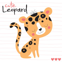 Plakat cute leopard animal t-shirt design vector illustration