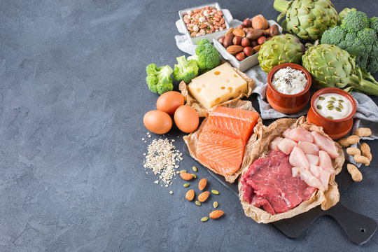 Assortment of healthy protein source and body building food