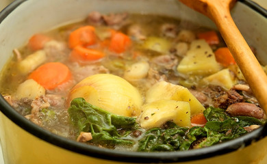 Homemade vegetable soup with legume