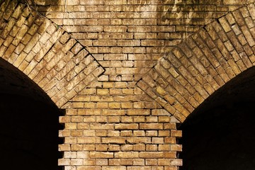 old ancient brick wall vault grunge