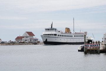 Fototapeta premium Boats in small fishing village in coastal Rhode Island