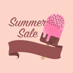Colorful watercolor texture vector popsicle summer sale promotion banner title template