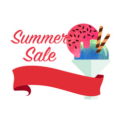 Colorful watercolor texture vector popsicle summer sale promotion banner title template
